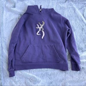 Purple Browning Deer Head Sweatshirt with Pink Camo Accents Size M